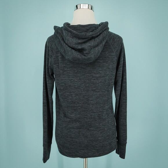 Athleta Size Small S Black Gray Uptempo Hoodie Thumbholes Long Sleeve Active Top - Picture 3 of 8